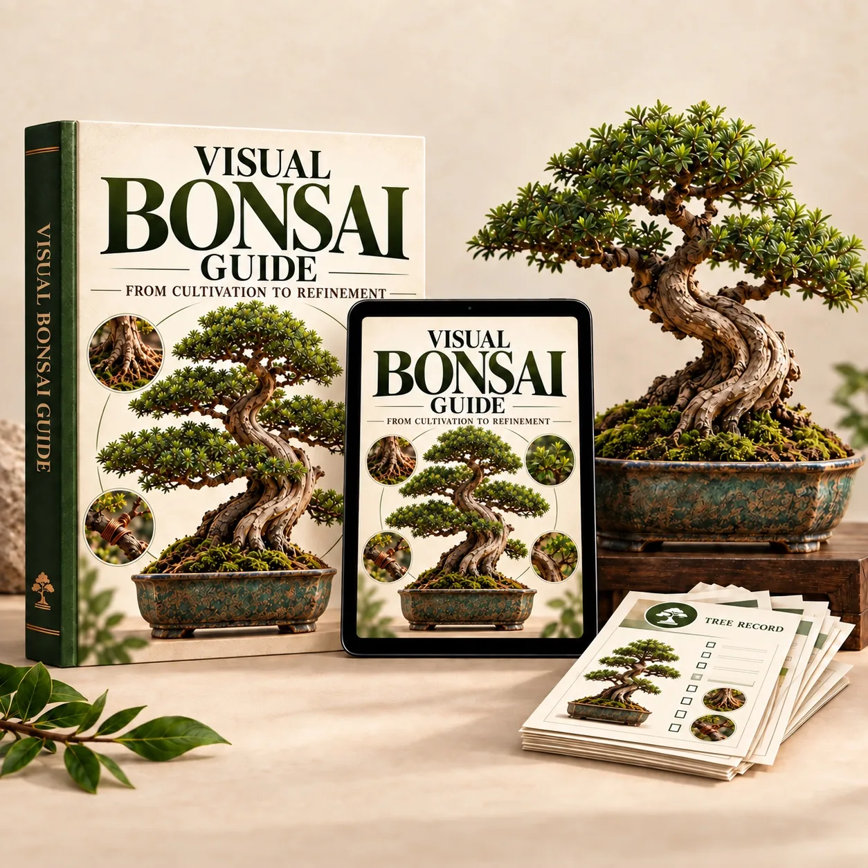 Visual Bonsai Guide digital packshot and included professional sheets